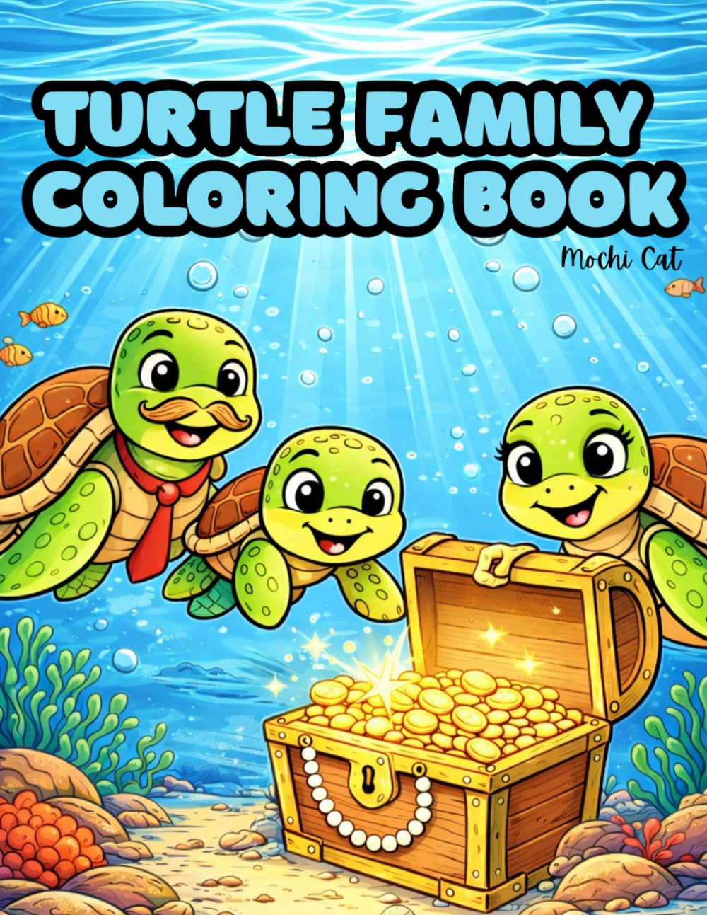 Turtle Family Coloring Book: a Loving Turtle Family explores Ocean and Beaches | Easy and Cute Animal coloring book | Activity book for young boys and girls (Cute Animal Family Coloring Books)