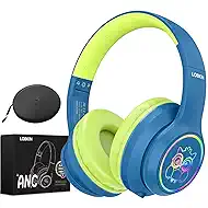LOBKIN Active Noise Cancelling Headphones for Kids with Case - RGB LED Light Up Foldable Adjustable Over Ear Headphone Support Wireless or 3.5mm Wired Mode for Toddler & Girls & Boys Teens