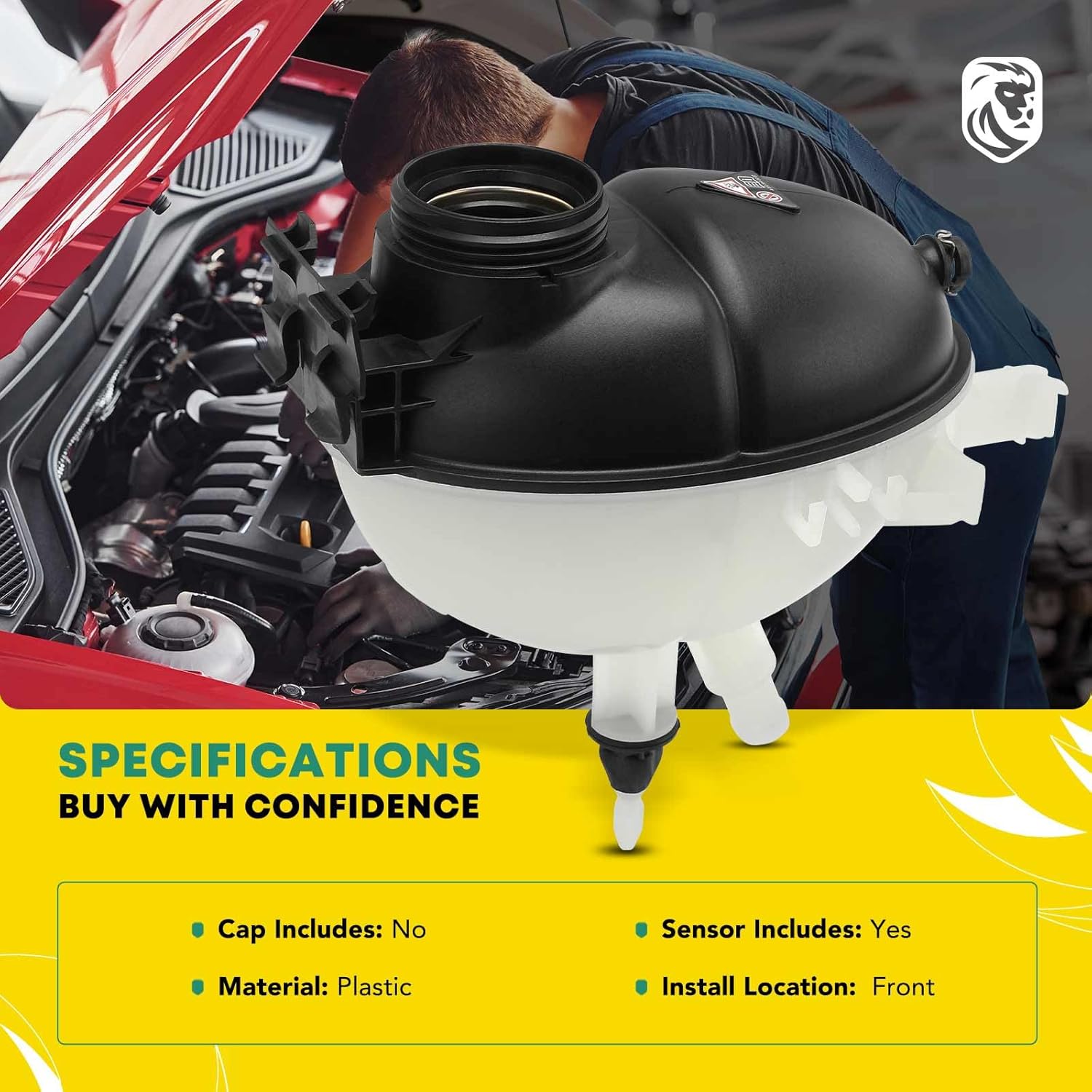 YHTAUTO Engine Coolant Recovery Overflow Reservoir Expansion Tank W/O Pressurized Cap & Sensor For Mercedes-Benz W204 W212 X218 C180 C200 C250 C300 C350 E250 E300 E350 E550 Replace for# 2045000049