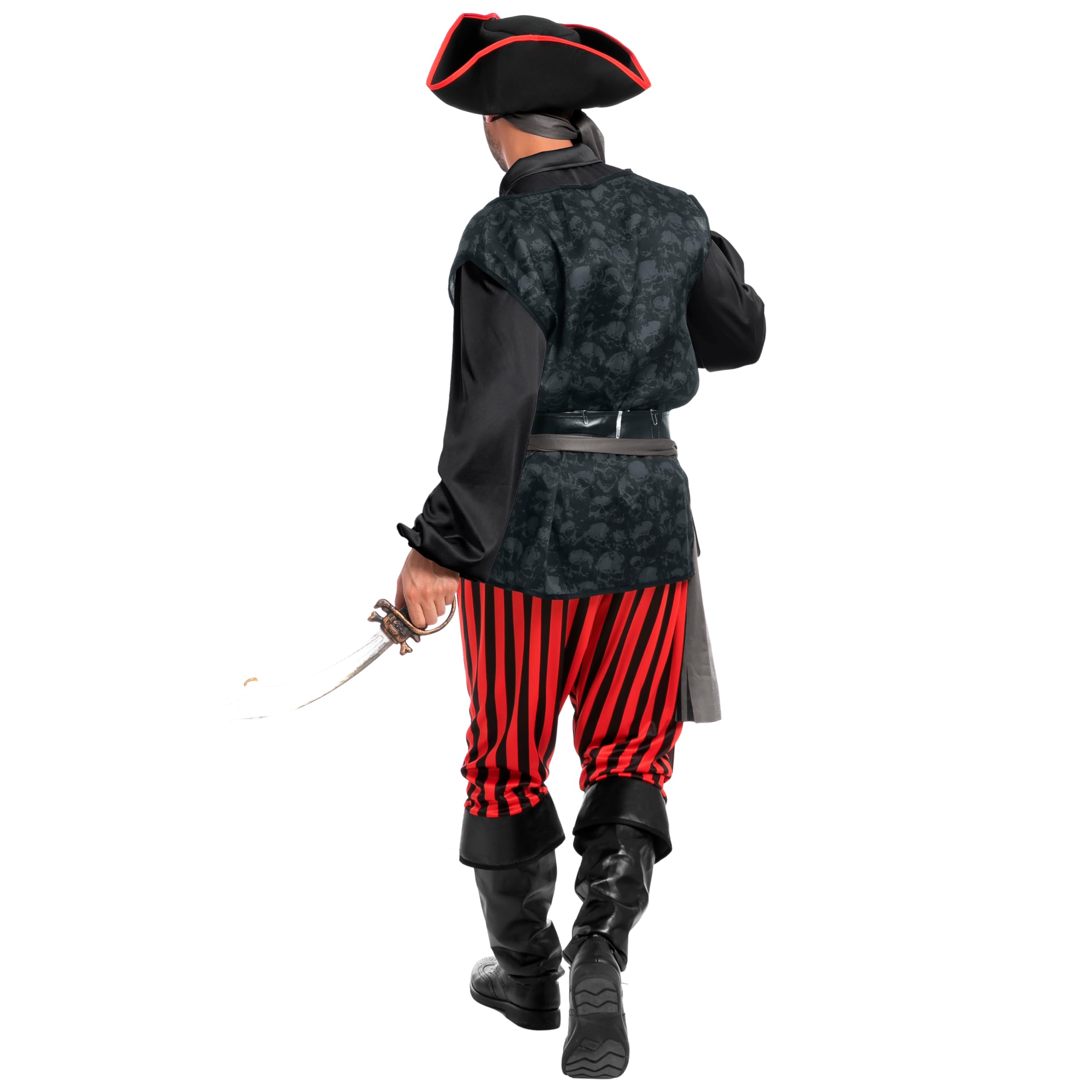 Spooktacular Creations Disfraz de pirata oscuro para hombres adultos para Halloween, fiesta de disfraces, truco o trato, fiesta de cosplay