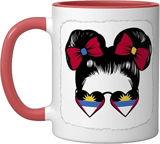 Antiguan Girl Antigua Barbuda Pride Antiguan Flag Roots Ceramic Mug, Red/White