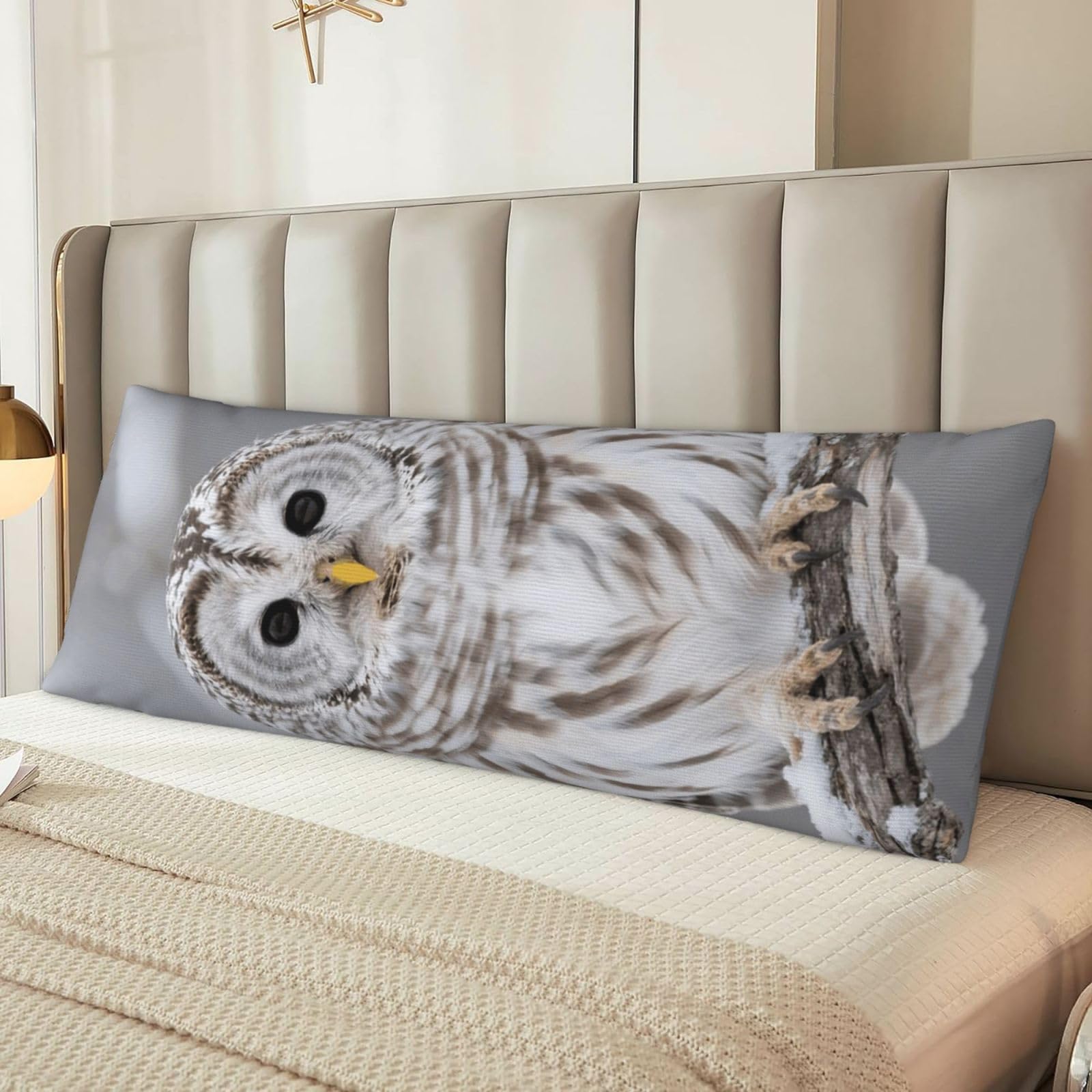 Curious Barred Owl Closeup Body Pillow Cover with Hidden Zipper 54"X20",Ultra Soft Microfiber Long Pillow Case Decorative Bedding Pillowcase Cushion Cover Cases for Bedroom Couch Sofa,Home Gifts
