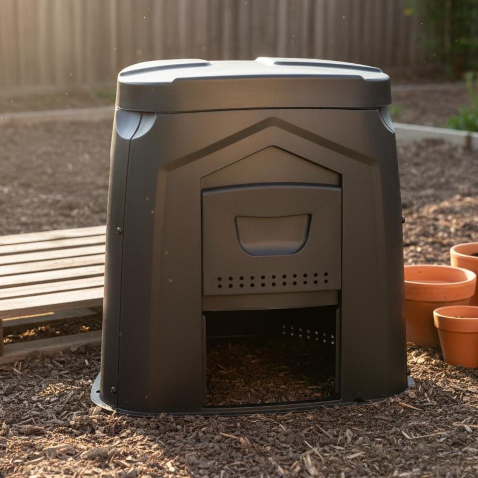Compostiera da Giardino Fermentazione Aerobica Contenitore Rifiuti Organici Grande Capacità per Giardinieri, Esterno