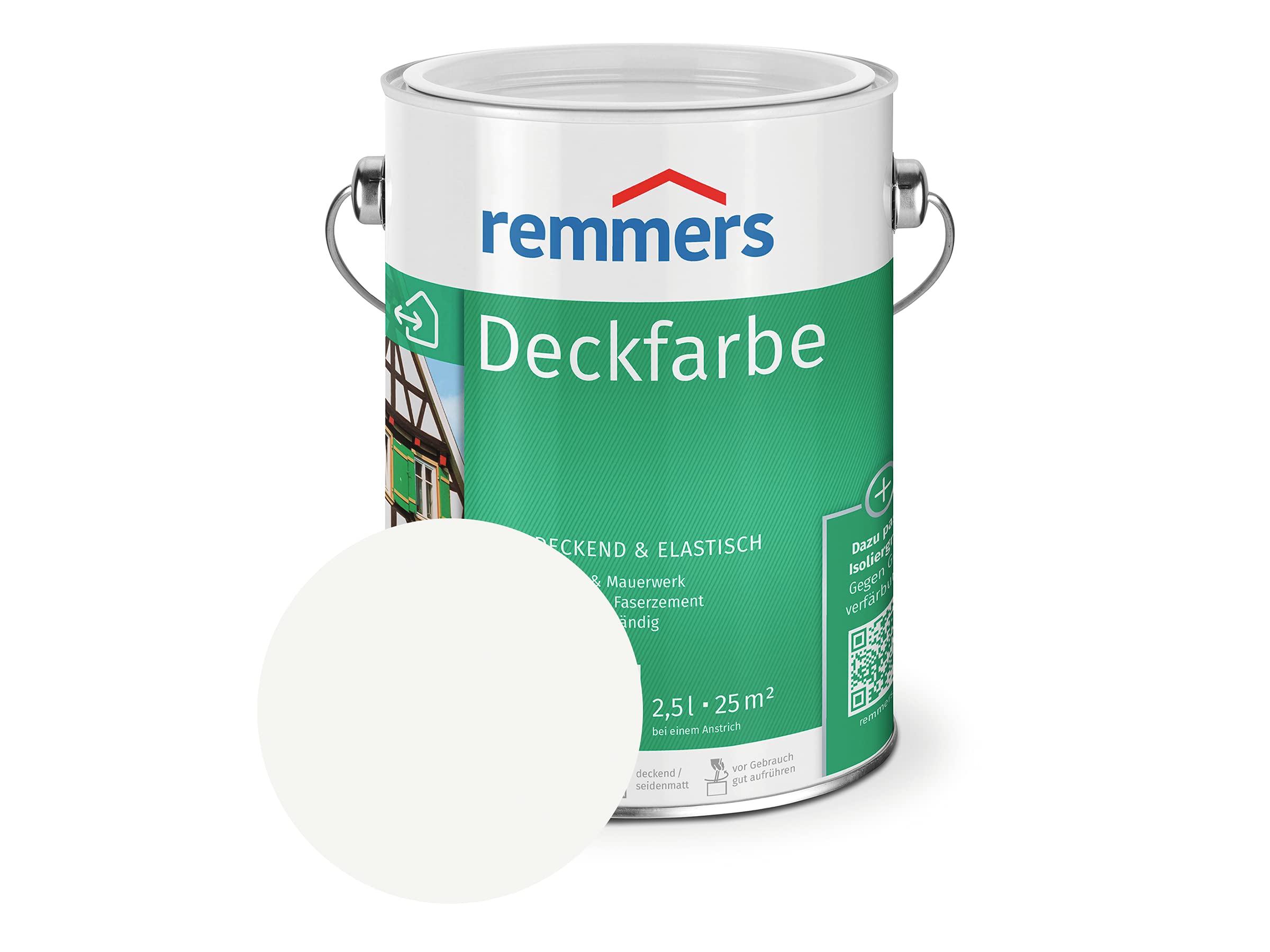 Remmers Vernice coprente bianco (RAL 9016), 5 litri, smalto a base d'acqua per interno ed esterno, pittura protettiva dagli agenti atmosferici per legno, sottofondi minerali e molti altri tipi di supporto