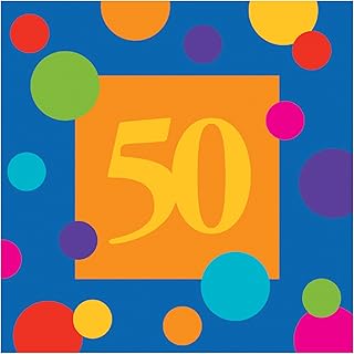 50 Birthday Stripes Lunch Napkins - 16 Pack