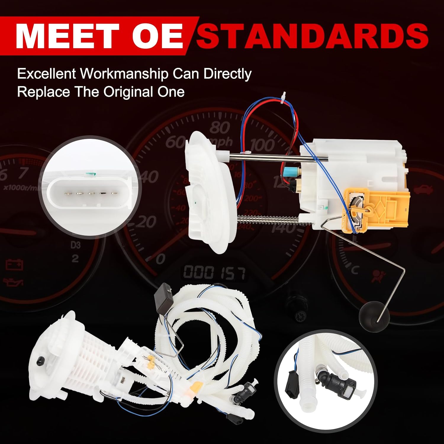 Electric Fuel Pump Module Assembly w/Sending Unit Compatible with Chrysler 300 2005-2015 & Dodge Challenger 2008-2015, Charger 2007-2015, Magnum 2005-2008, OE# 68102695AG, 5136023AC, Left & Right