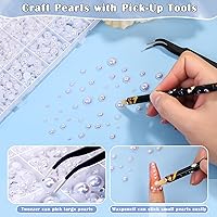 Vista 5 de 12900 piezas de media perla con pegamento para manualidades de diamantes de imitación, cuentas de perlas planas blancas AB de varios tamaños
