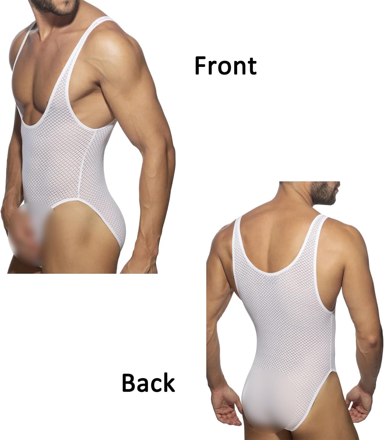 Mens Sheer Bodysuit Sexy Low Cut Thong Leotard Lace Singlet One Piece Swimsuit Sissy Lingerie