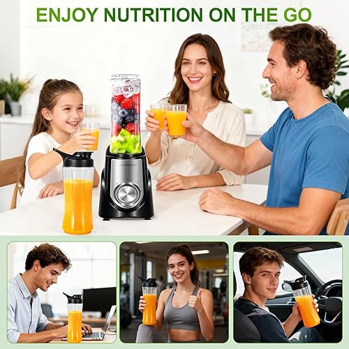 Miniatura 8 de Licuadora para batidos, licuadora de batidos de 32,000 RPM, licuadoras personales con 6 cuchillas afiladas, con taza portátil de 20 onzas y tapas