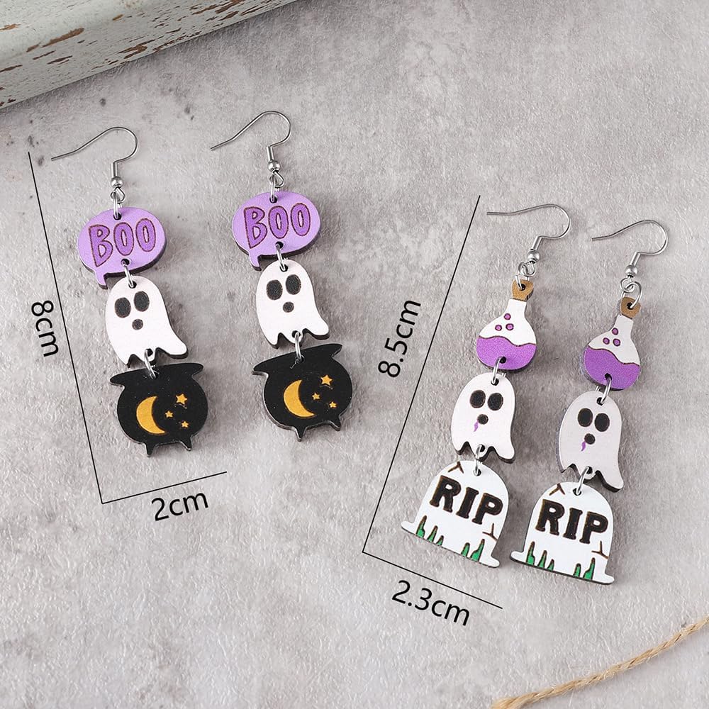 Halloween Earrings for Women Goth Ghost Drop Dangle Earrings Punk Pumpkin Earring Witch Earring Halloween Costume Jewelry Accessories Emo Accessories - Image 4