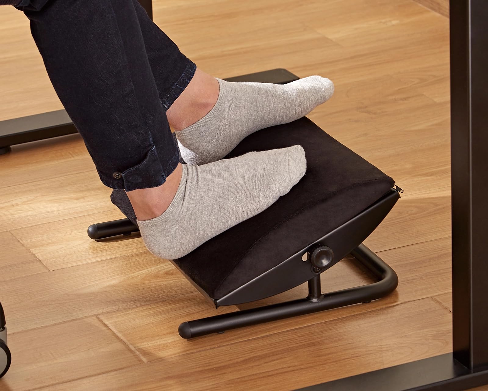 Repose-pieds réglable - Repose-pieds ergonomique pour bureau, inclinaison +20° à -20°, mousse et acier, noir