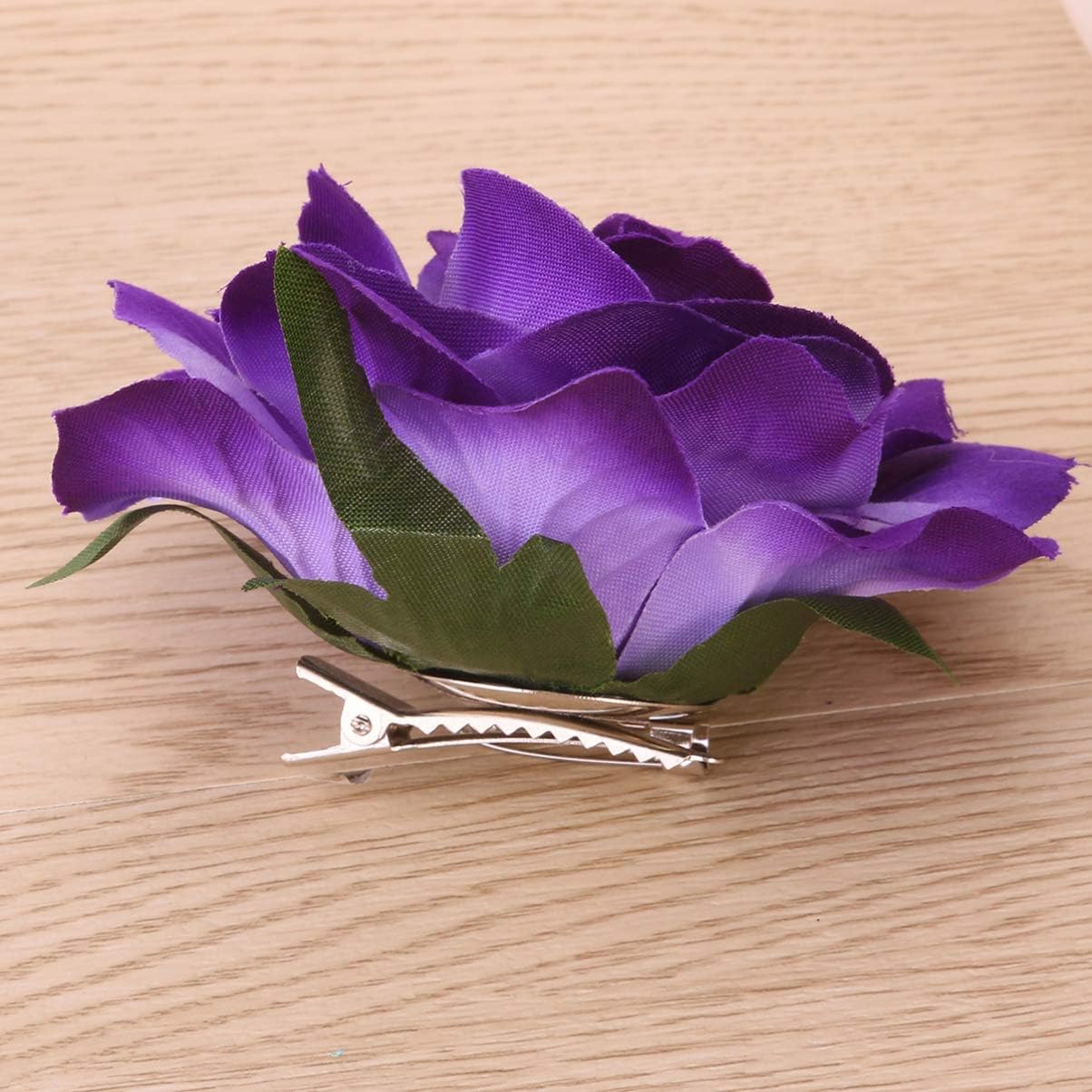 Uonlytech 2 in 1 Rose Flower Hair Clip and Brooch Large Artificial Floral Hairpin for Women Party Wedding Accessories - Image 5