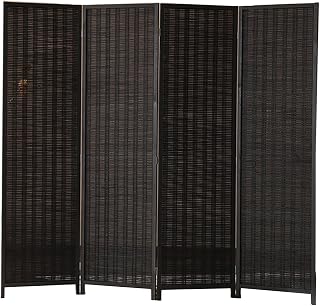 5.9ft Tall Room Partition Panel for Living Room/Study/Office/Tea Room, Foldable Bamboo Divider Screen, Freestanding Indoor Temporary Separator Wall(Wood Color-Screen)