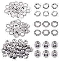 Vista 17 de Swpeet 45 piezas de tuercas de bloqueo hexagonales de acero inoxidable SAE 304 de 1/2"-13, arandelas planas de 1/2", kit surtido de arandelas