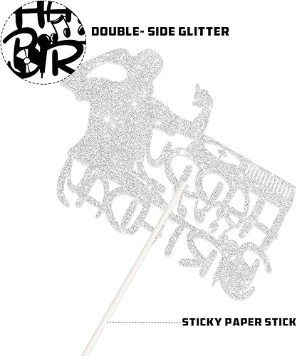 Miniatura 2 de Decoración para tartas de cumpleaños de DJ, decoración de fiesta de hip hop hurra, decoración de fiesta temática de discoteca, suministros dorados