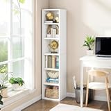 Tribesigns Modern White Narrow Bookshelf, 6 Tiers Tall Freestanding Corner Bookcase with Open Storage Shelves, 70.9" Display Storage Shelf Home Decor Furniture for Living Room, Bedroom, Home Office
