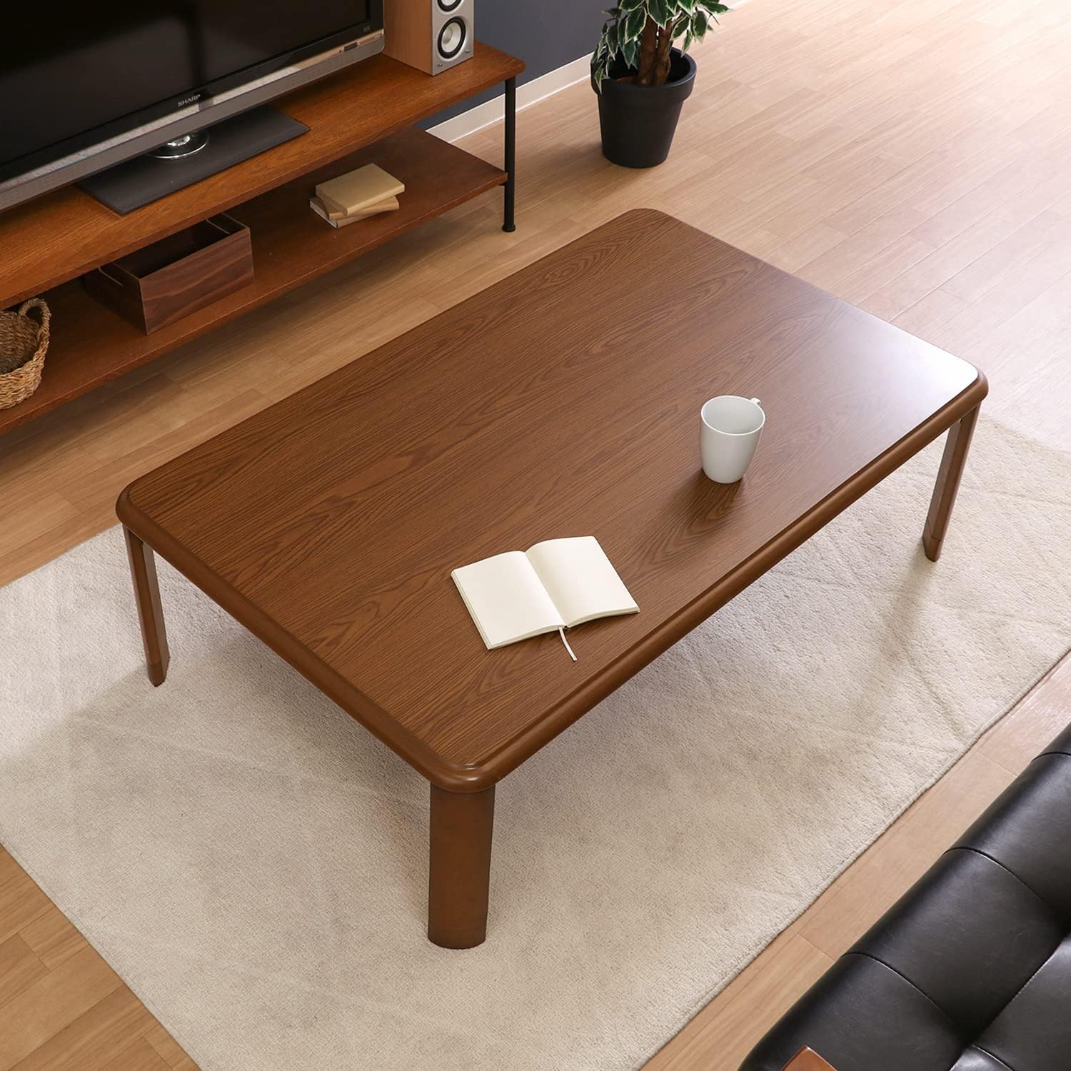 Amazon｜折りたたみローテーブル 幅 120cm 高さ調節可能 軽量設計