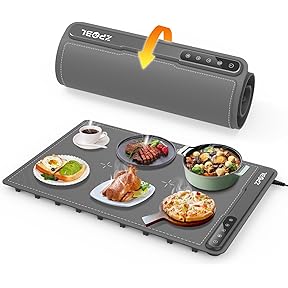 iTRUSOU Electric Warming Tray - Full Surface Heating,Rollable & Portable,Premium Silicone Nano-Material,3 Temperature Settings,Auto Shut-Off -Versatile Food Warmer for Gatherings,Parties,Everyday Use