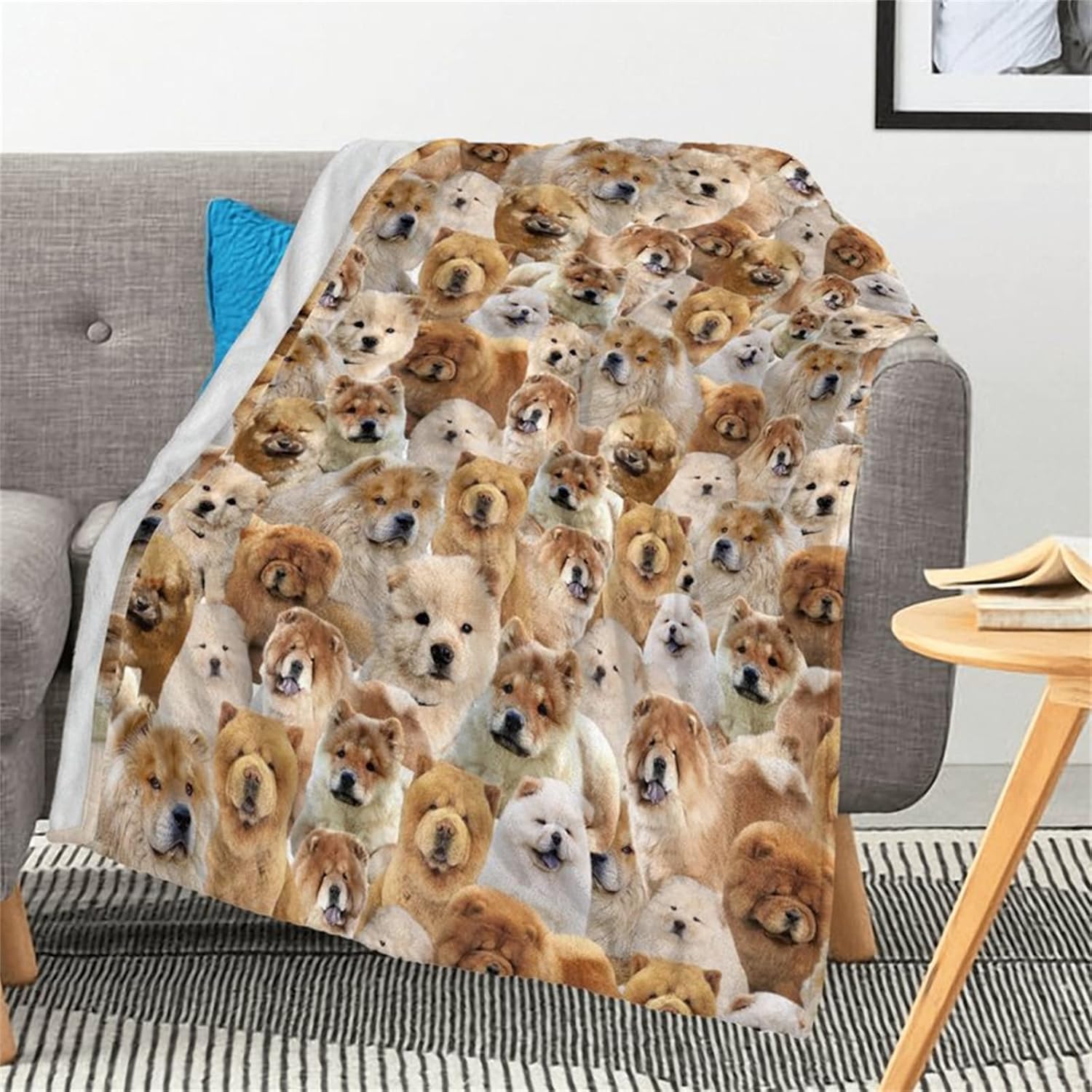 Chow Chow Dog Printed Blanket - Cute Puppy Print Throws Blankets Gift for Dog Lover, Pet Owner - Ultra Soft Warm Fleece Blanket Quilt for All Seasons Bed Sofa