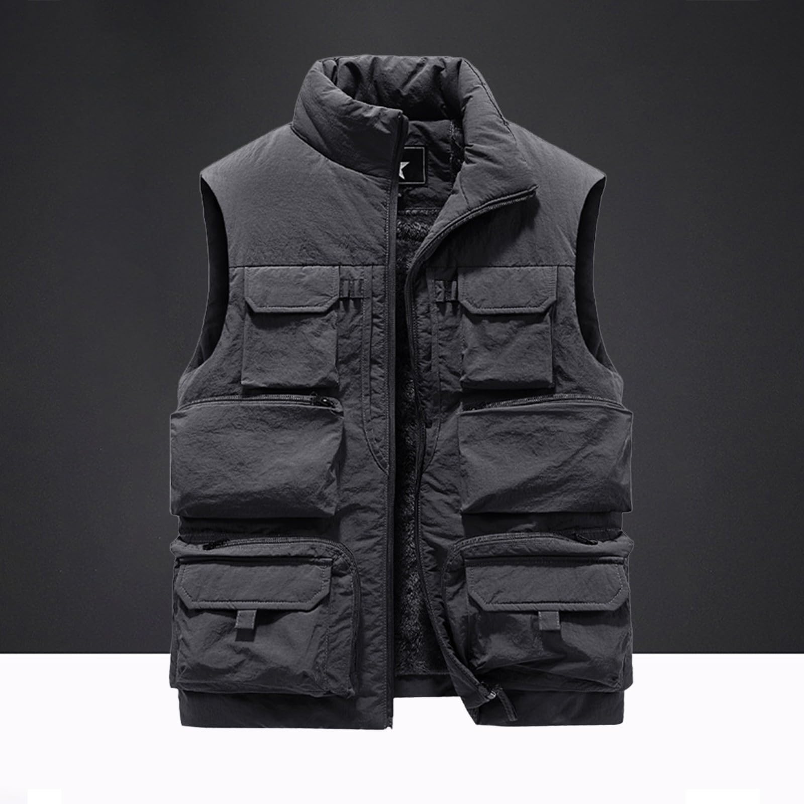 Gilet utilitaire multi-poches pour homme – Gilet tactique léger sans manches avec fermeture éclair, design en tissu durable, gilet cargo d'extérieur pour la pêche, le camping, la photographie et les