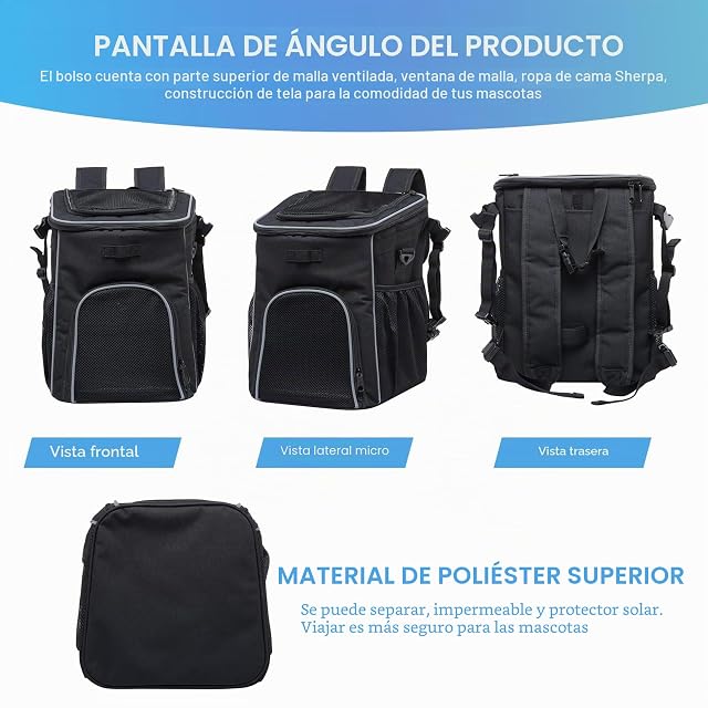 Foto 7 de 7 de PETCUTE Cesta de Bicicleta para Perros,Plegable Cesta para Bicicleta Perros con Luz Desmontable,Multiusos…