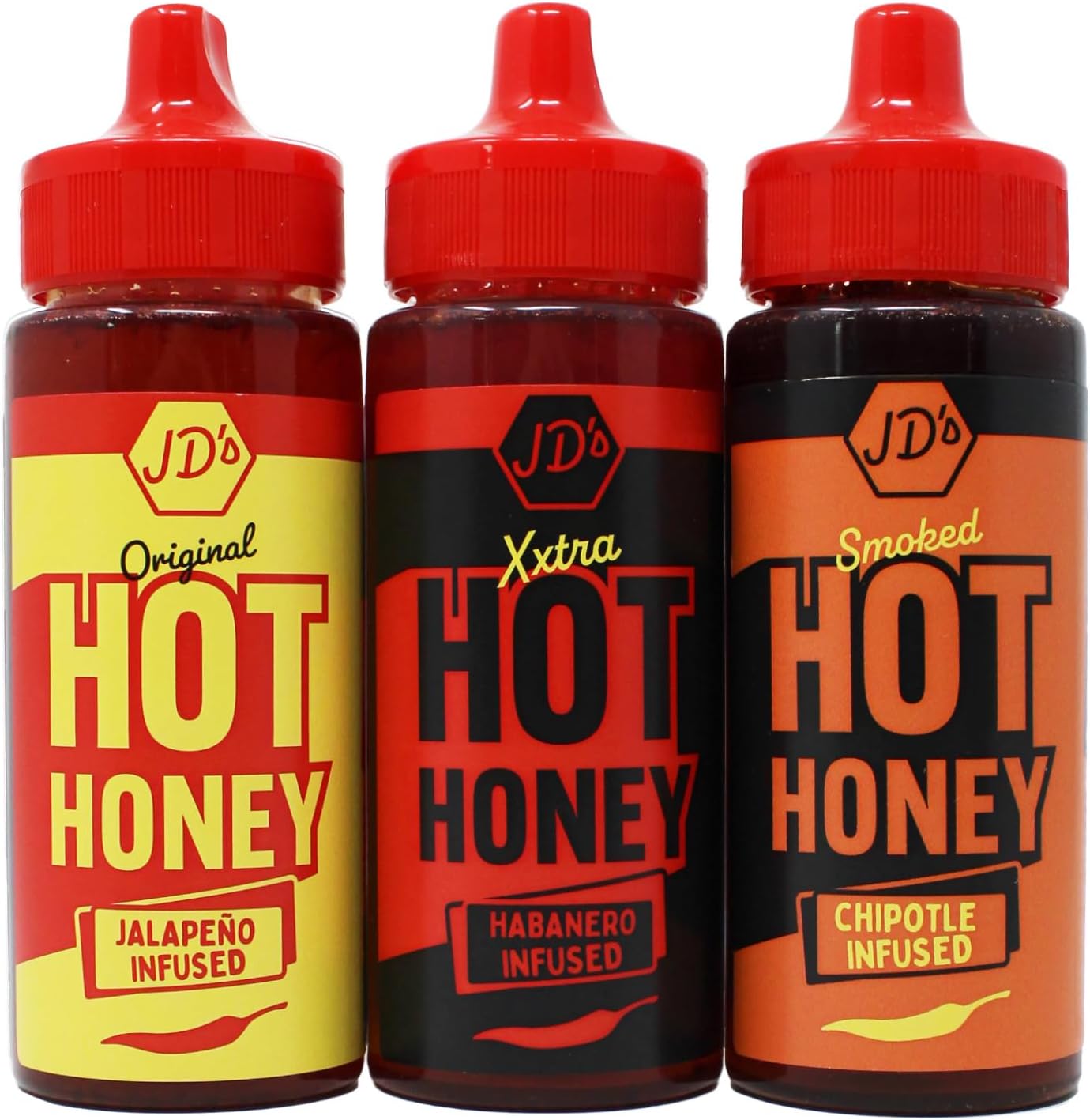 JD's Hot Honey 3 Set Jalapeno Habanero Chipotle 260g x 3 Sauces