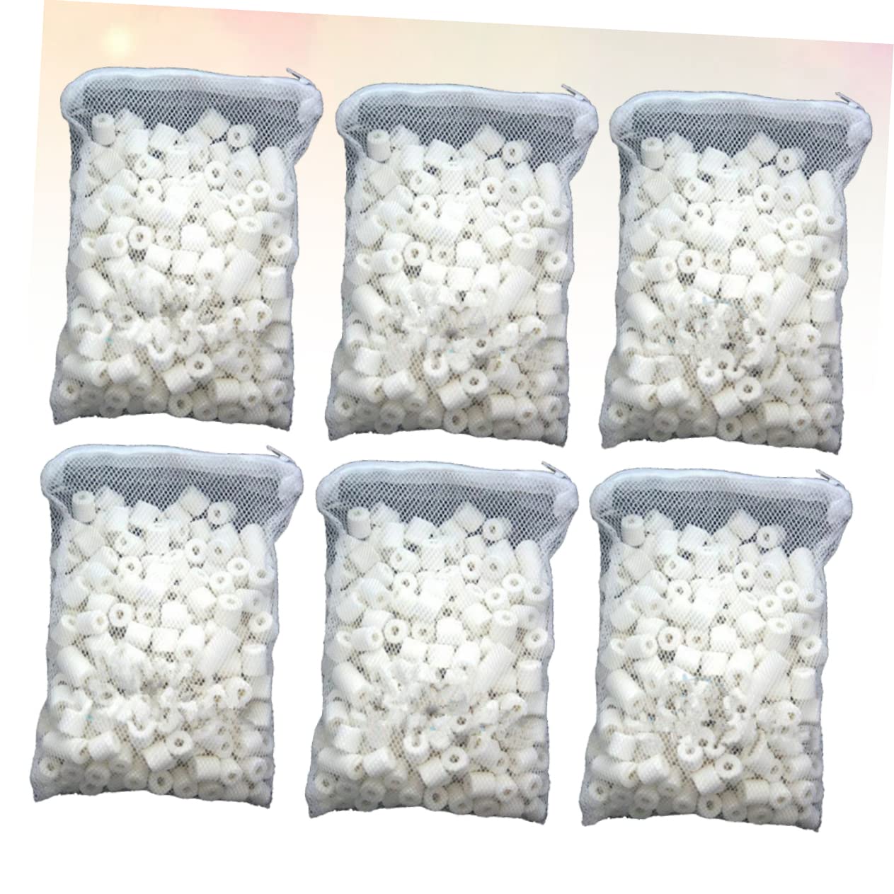 COLLBATH Medios De Biofiltración con Anillos Cerámicos Bioporosos 6 Paquetes para Acuarios De Agua Dulce y Salada