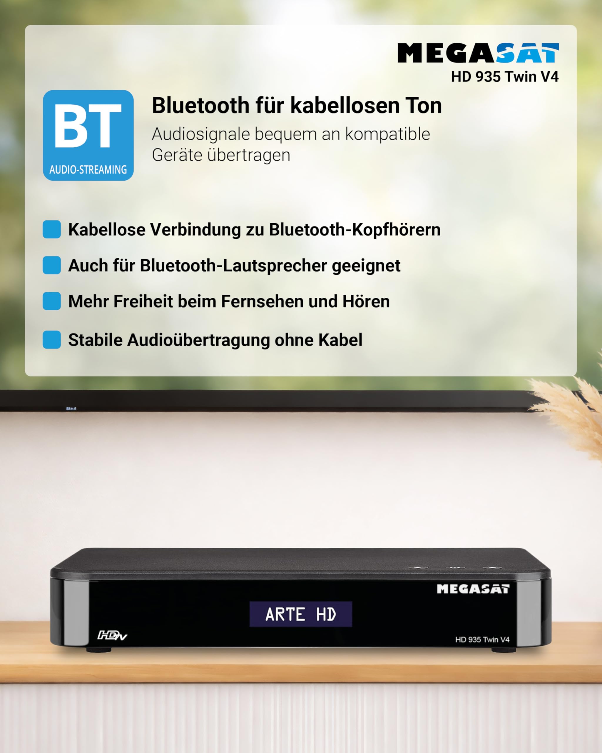 Megasat HD 935 Twin V4 Twin-Sat-Receiver PVR Bluetooth Schwarz 2 Empfänger SAT>IP Client Server