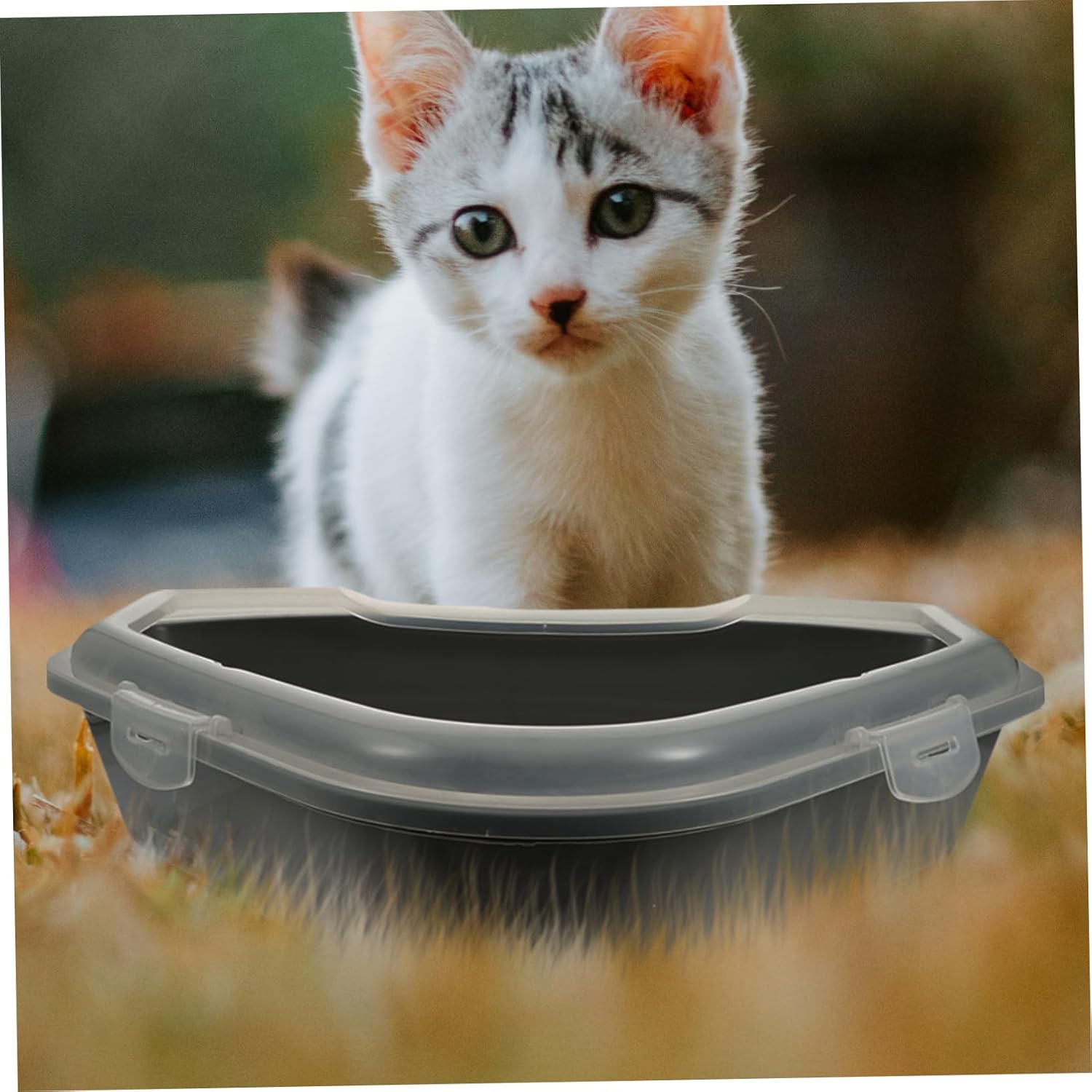 Semi-Closed Cat Litter Box for Kittens Large -Spill Design for Easy Cleaning for Indoor Use and Patios Pet Toilet