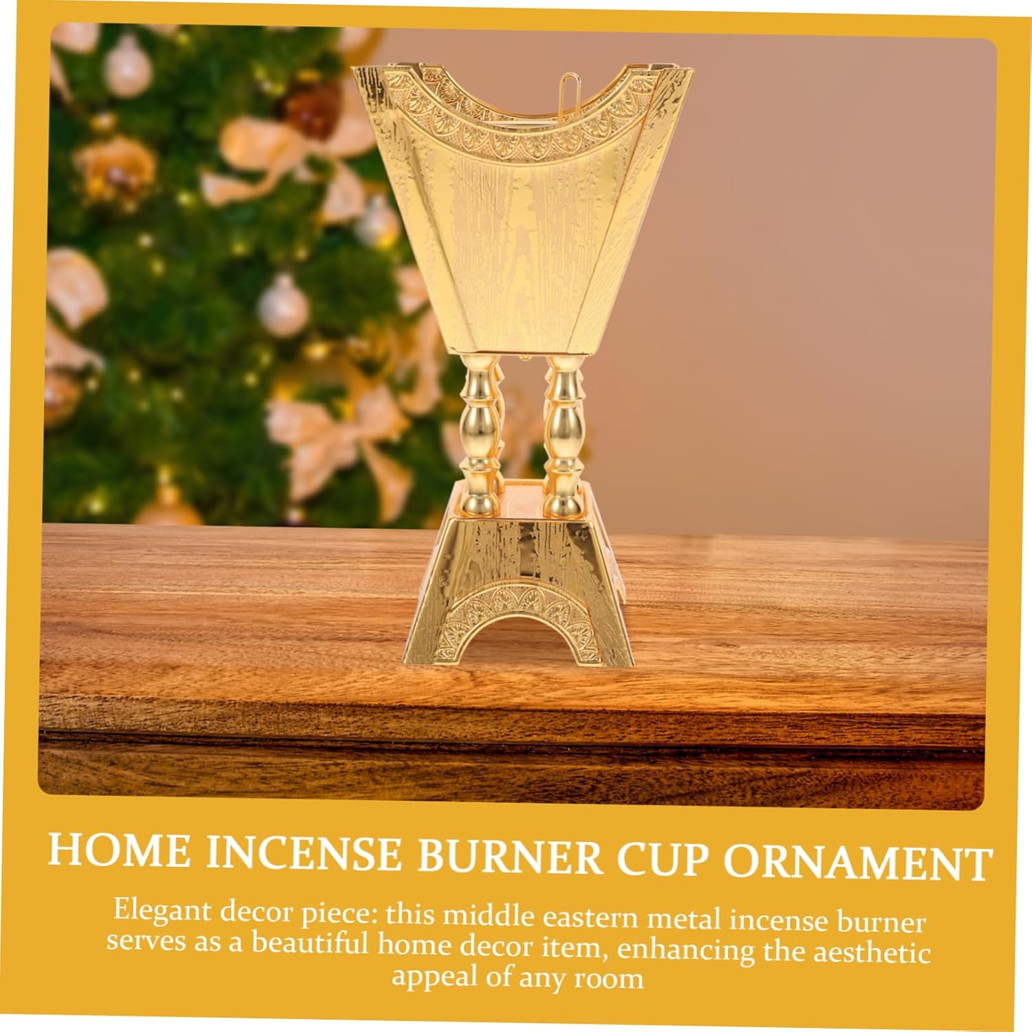 Garneck Middle Eastern Incense Burner Metal Censer for Home Decor Unique Cultural Design Small Bakhoor Burner for Meditation Yoga Office and Spa Use
