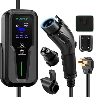 Level 2 EV Charger, 40A Electric Car Charger | UL 2594, UL 2251 | Tesla Adapter | Adjustable Current | Reservation Charging | 240V 9.6KW | NEMA 14-50 | for All Tesla Models & J1772 Vehicles