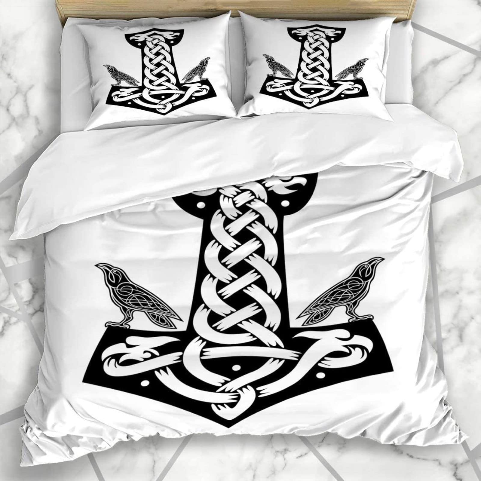 RFFLUX Wikinger Bettwäsche 135x200cm - 3D Microfaser Set Mit Kissenbezug