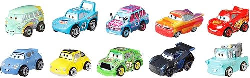 Miniatura 2 de Mattel Disney and Pixar Cars Mini Racers, paquete de 10 unidades, juego coleccionable con 10 vehículos de juguete, personajes favoritos de los