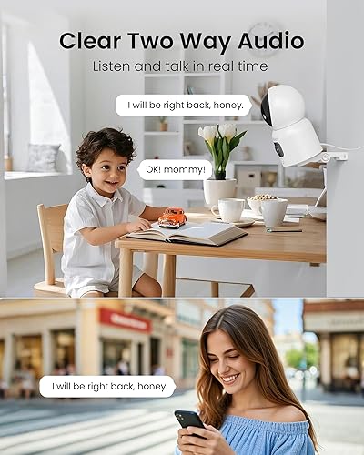 Miniatura 5 de Anlapus 2 cámaras de seguridad para interiores C528 de 4 MP con doble lente (2 MP+2 MP), detección de movimiento, pista automática, enchufe, cámara