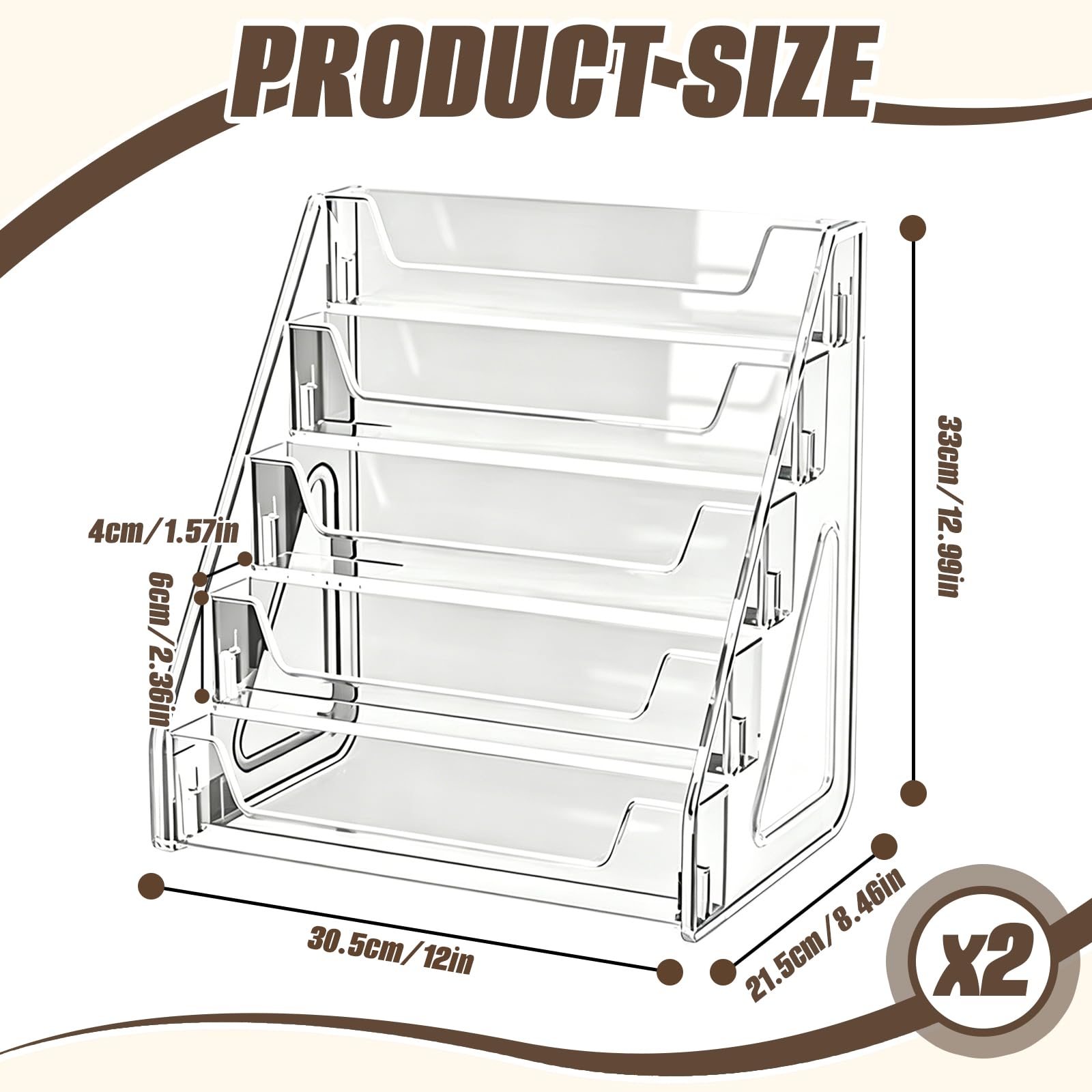 Espositore per Biglietti d'auguri a 5 Livelli, 2 Pezzi Mensola Trasparente in Acrilico per Casa e Ufficio, Organizer Supporti per Espositore Carte Adesivi Brochure Figurine Profumi Cosmetici