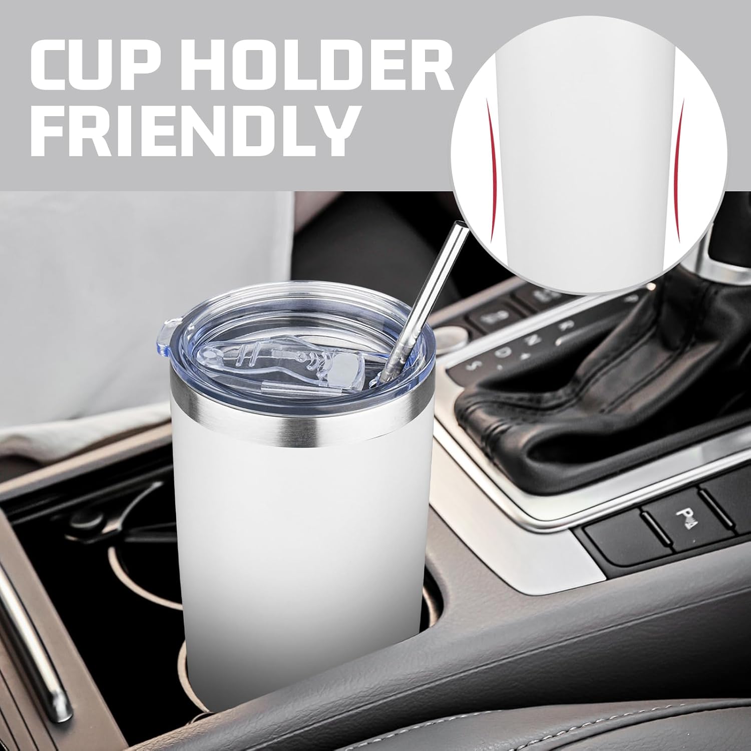 20 oz Tumbler with Lids and Straws, Stainless Steel Insulated Travel Coffee Mug, Double Wall Vacuum Insulated Tumblers, Powder Coated Coffee Tumbler for Cold & Hot Drinks (White, 4pack) - Image 6