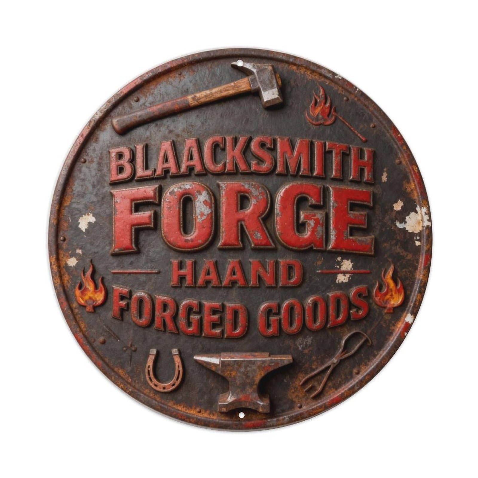 BLACKSMITH FORGE HAND FORGED GOODS Metal Tin Sign Plaque