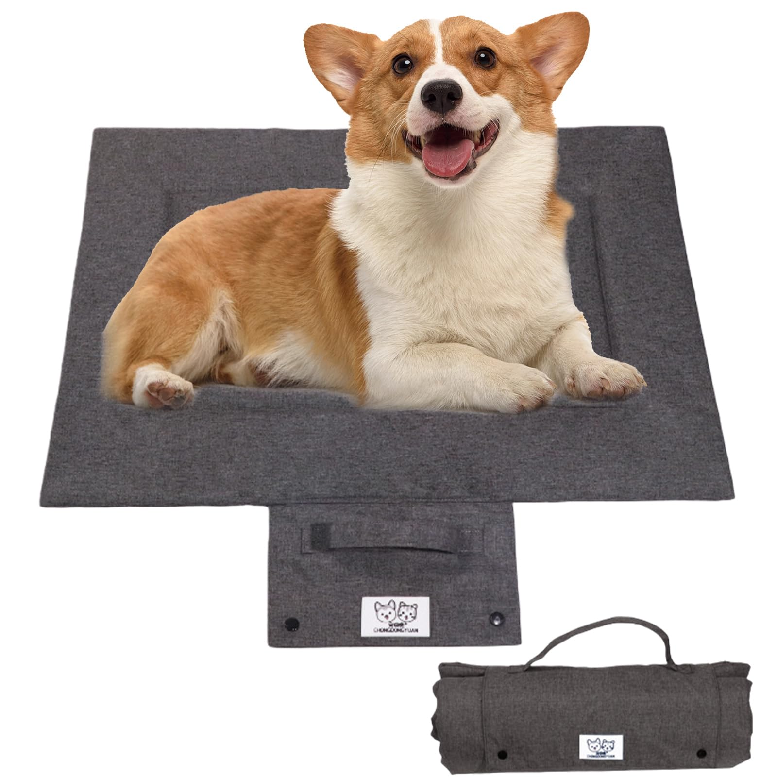 PRITOK Waterproof Dog Bed Pet Bed Mat: Foldable Portable Dog Mat, Soft Dogs Cushion, Settle Mat Reversible Travel Blanket for Outdoor and Indoor Use Camping Travel (70×50cm, Dark Gray)
