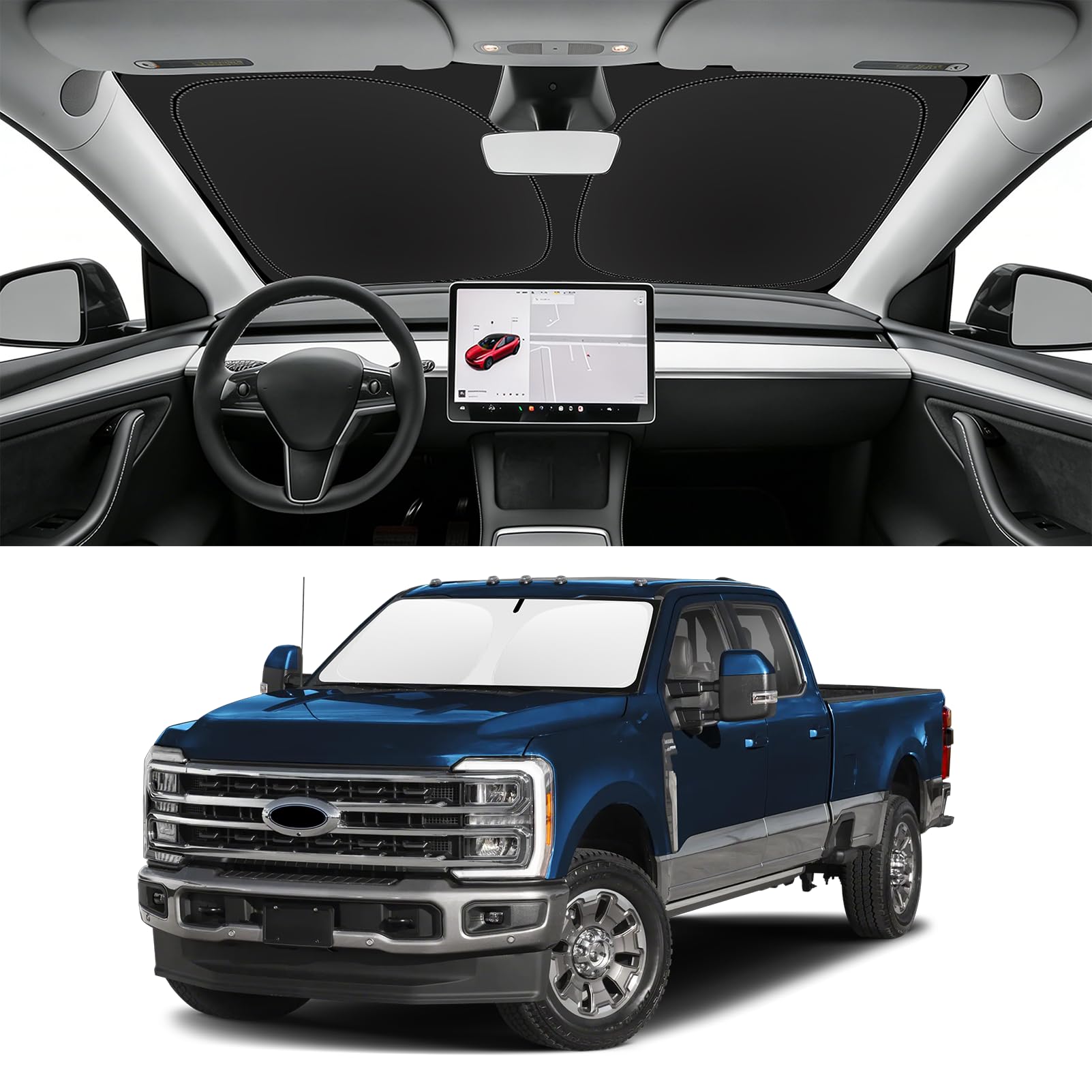 Custom Fit Windshield Sun Shade for Ford F250 F350 F450 2017-2027