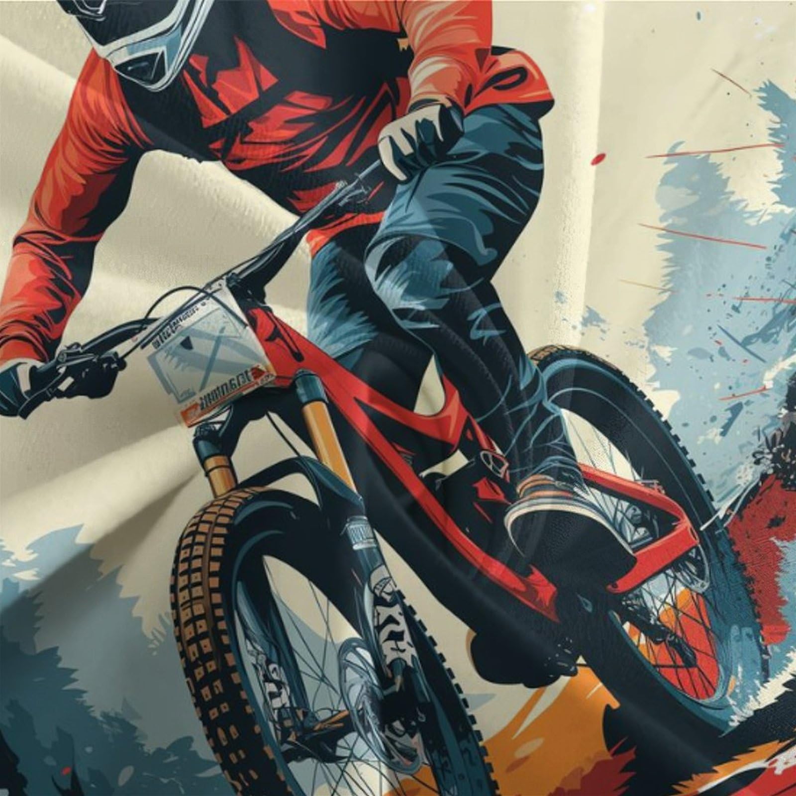 Stampato in 3D bicicletta Copertina Stampata Microfibra Disegnata Biancheria Da Letto Ipoallergenico Con 2 Federe,Double（200x200cm）, Per Adolescenti E Adulti