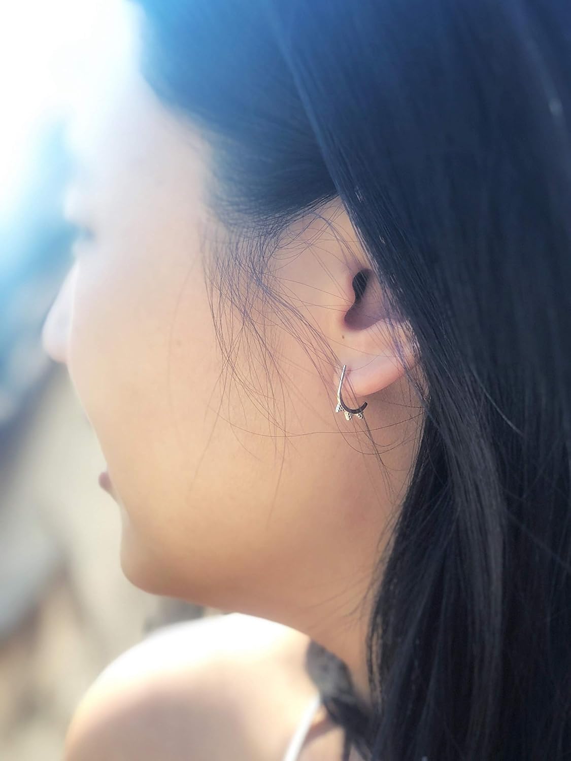 Sunburst Huggie Hoop Earrings in Sterling Silver - Image 8