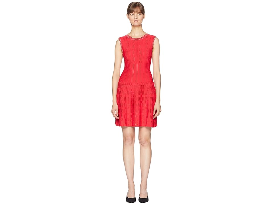 

The Kooples Knitted Dress with Studs and a V-Neck at the Back (Red) Women's Dress