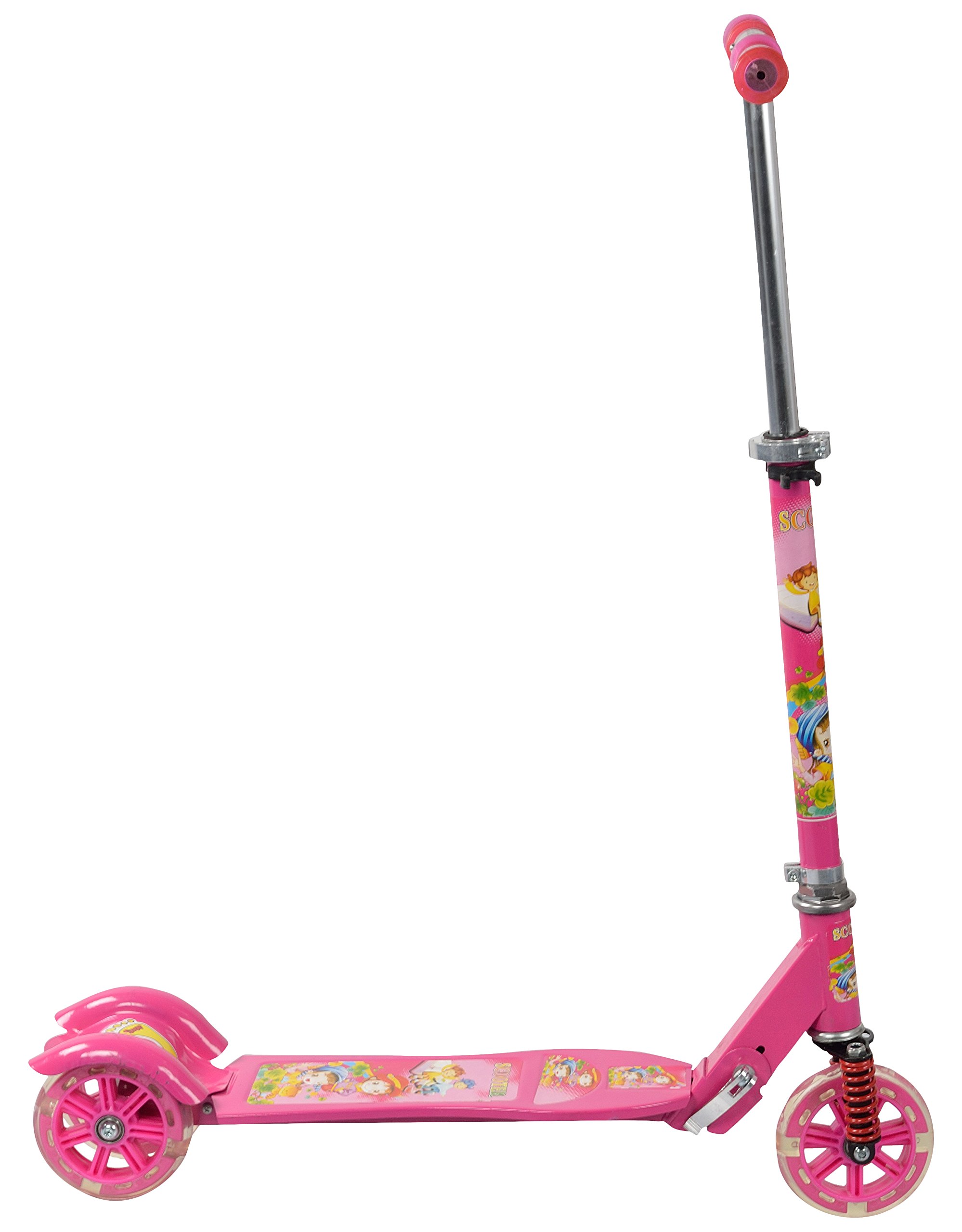 IRIS Kids 3 Wheeler Foldable Height Adjustable Scooter with Break (Dark Pink) 4