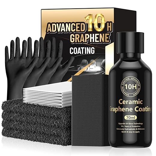 Ceramic Coating for Cars (70ml) - 10H Graphene Coating for Car Detailing - 10+ Years of Long Lasting Protection - Ultra High Gloss & Shine, Extremely Hydrophobic