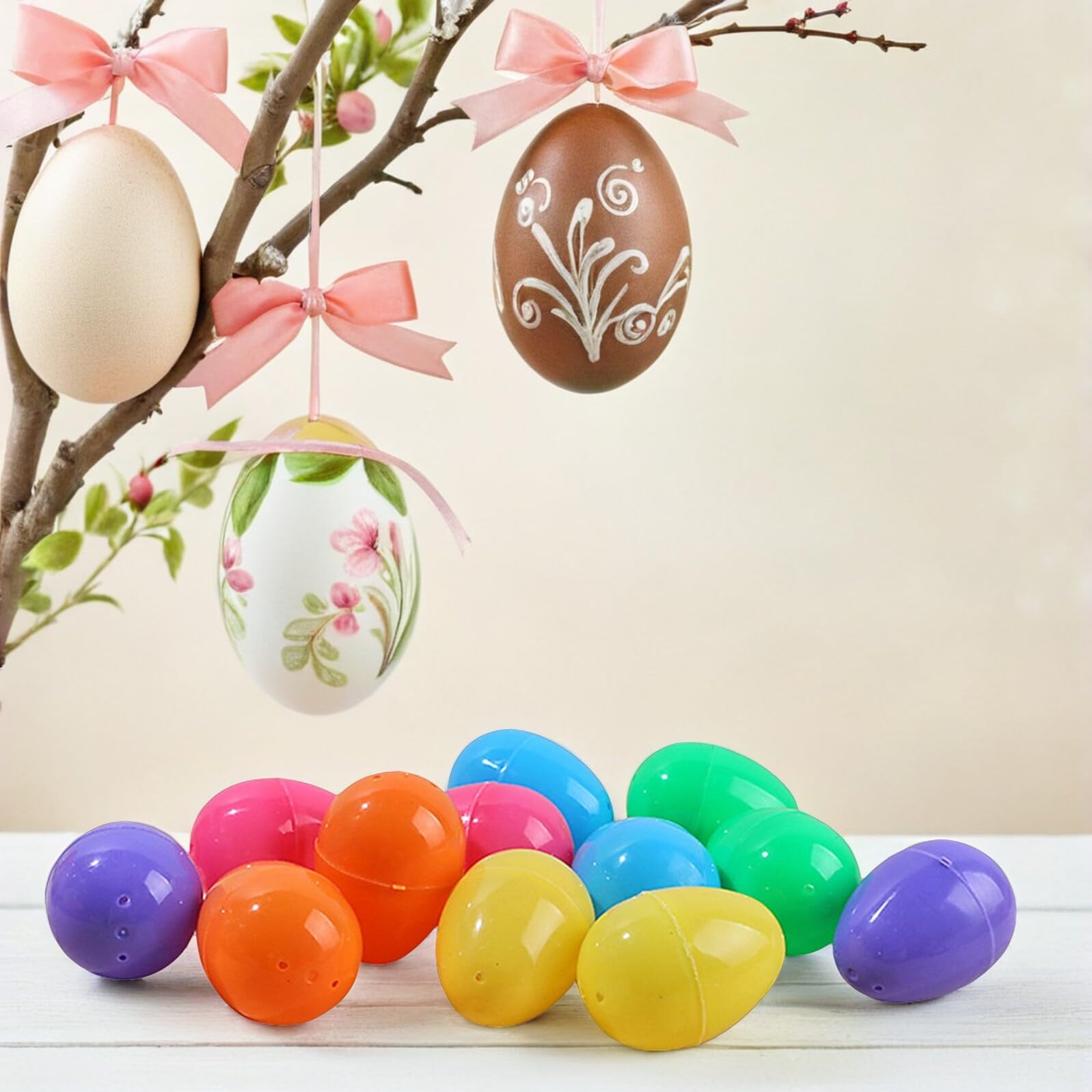 VICASKY 24pezzi Uova Pasquali Colorate Plastica per Caccia alle Uova Decorazioni DIY per Feste e attività Creative