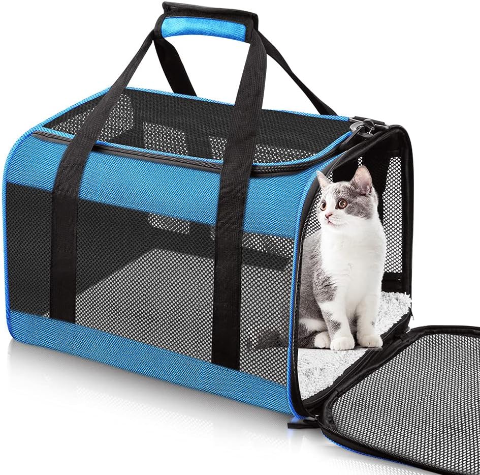 Tomykii Pet Carrier,Soft-Sided Collapsible Cat Dog Carrier,Pet Travel Carrier Bag for Small Medium Cats Dogs Puppies Rabbits, Blue