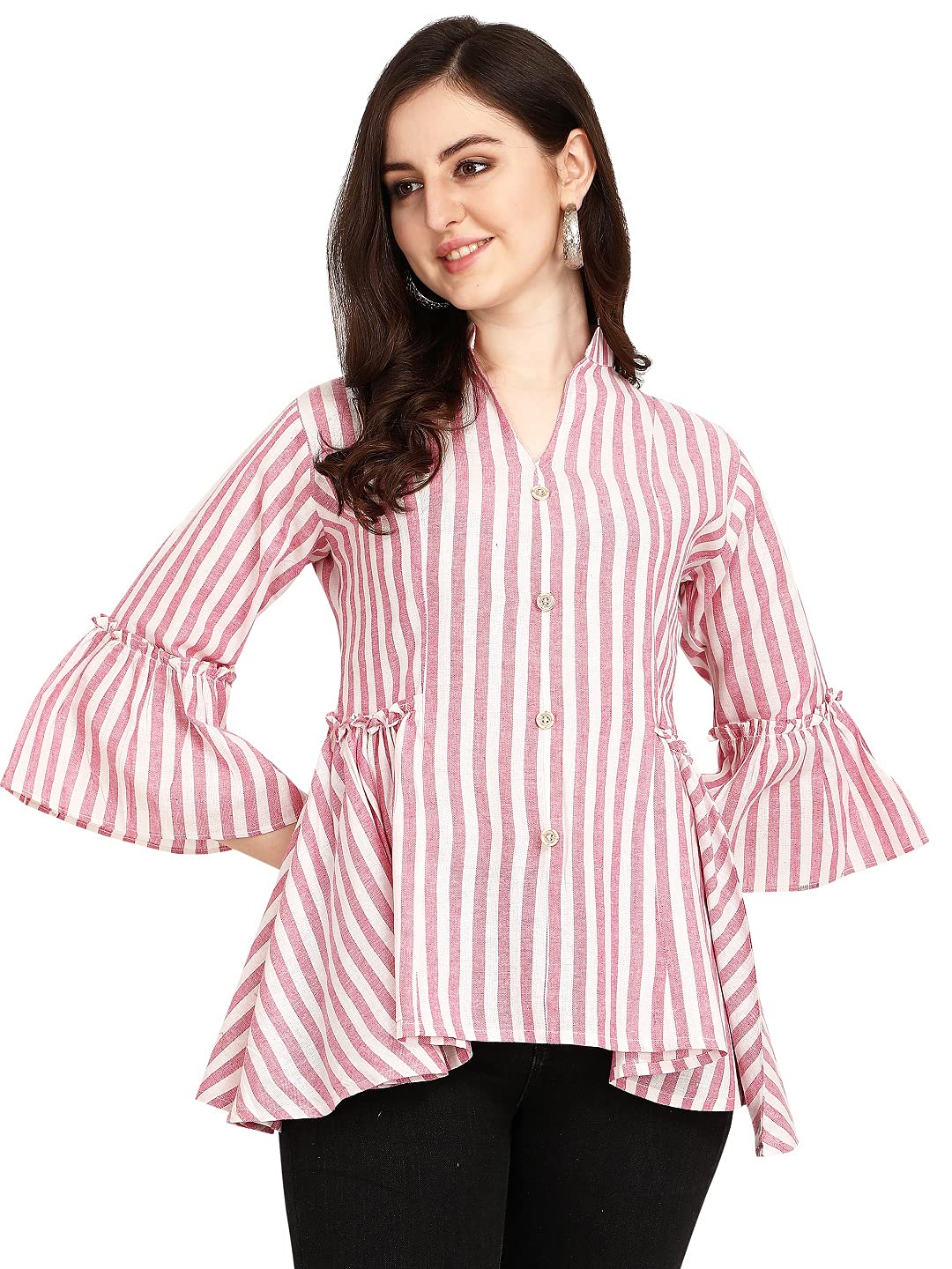 Leriya Fashion Women’s Rayon Sparkle Lining Shimmer Glitter Loose Collar Butterfly Sleeve Tunic Tops – Perfect for Parties and Special Occasions