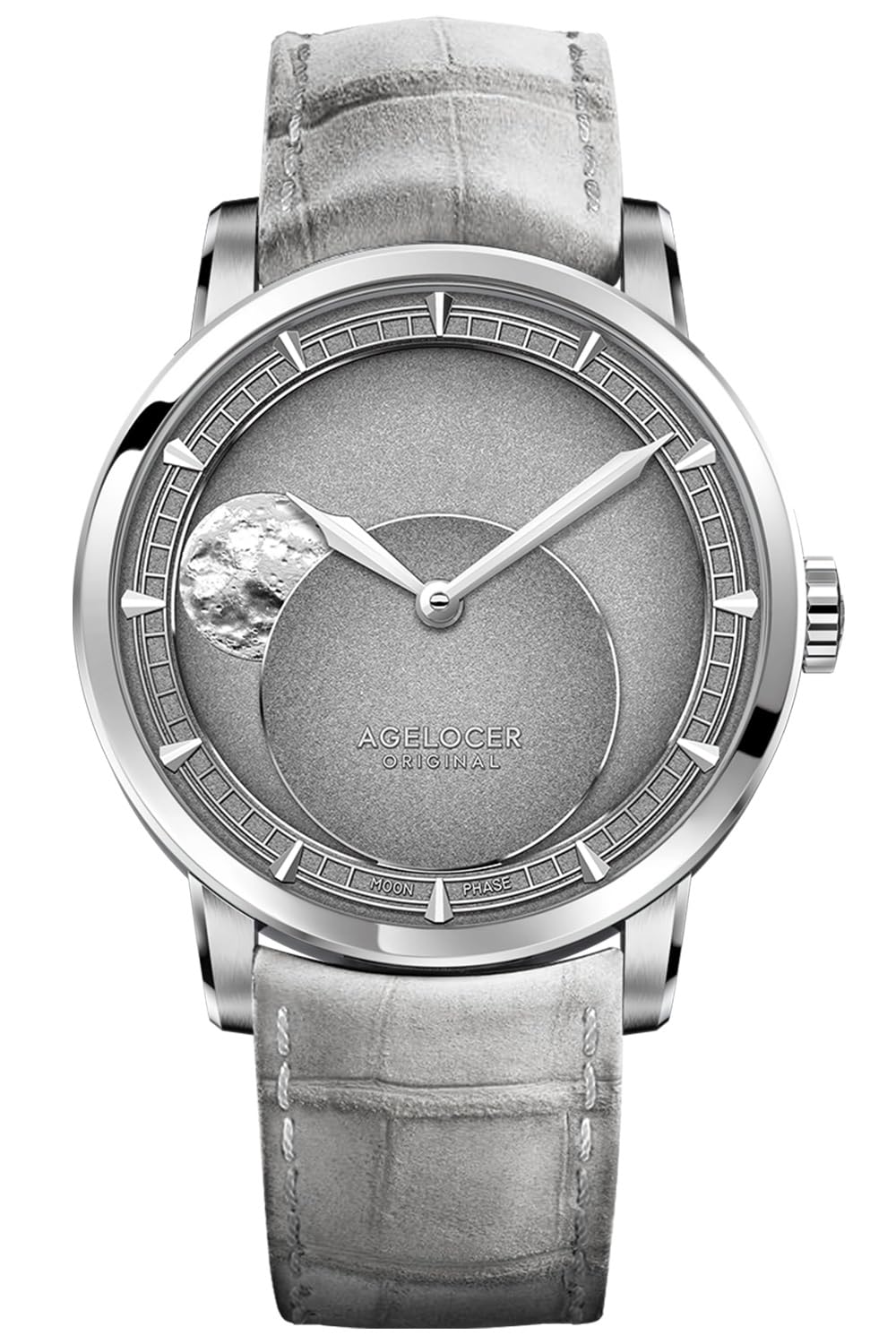 agelocer Reloj mecánico automático para hombre, esfera de módulo de fase lunar de precisión de 29.51 días, cristal de zafiro, reserva de energía de 80 horas, luminoso, relojes de negocios para hombre