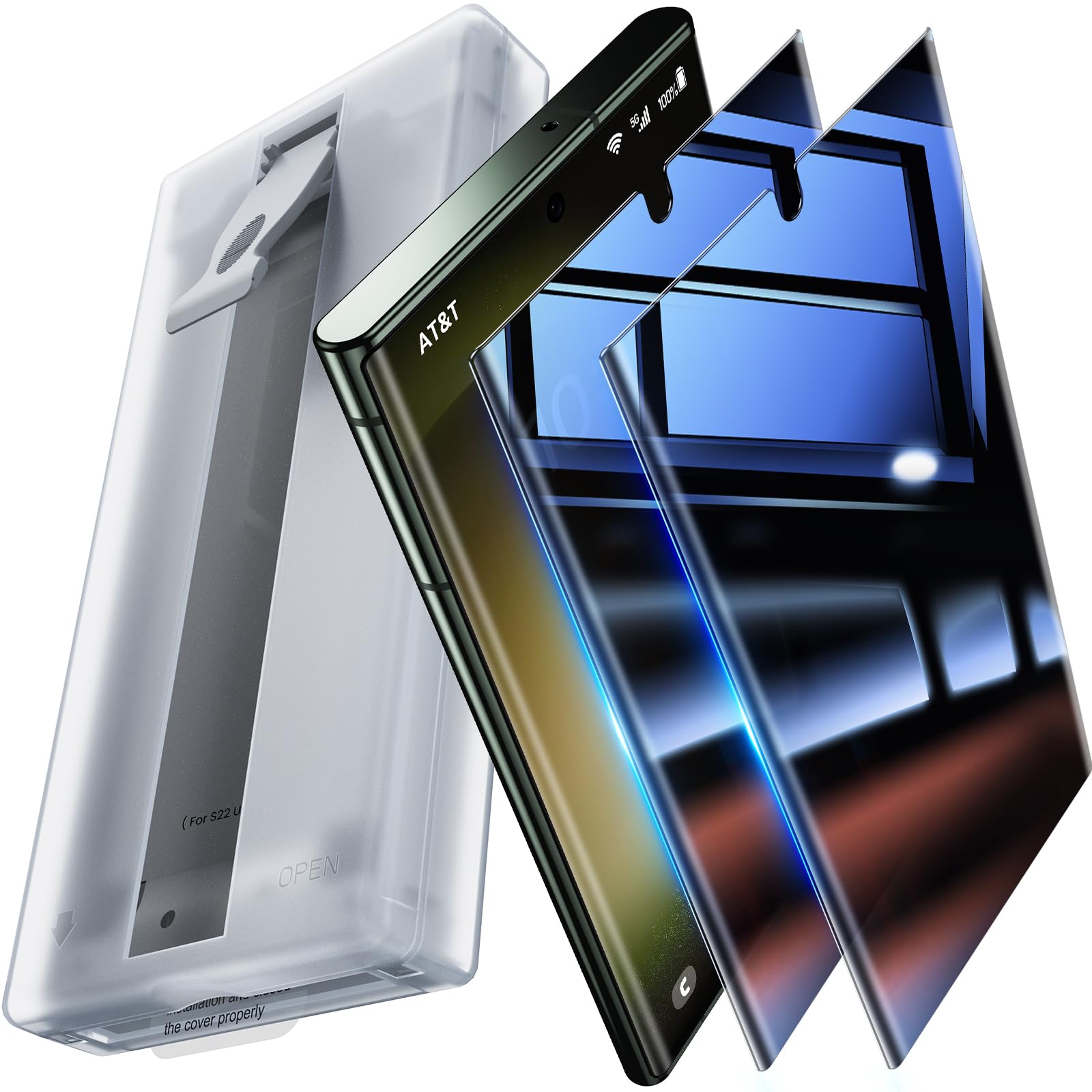 UniqueMe für Samsung S22 Ultra/S23 Ultra Schutzfolie Sichtschutz, 2 Stück 28° Folie 7H Vollständige Abdeckung Privacy Screen Protector Displayschutz Blasenfrei, Einfache Installation