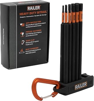 Hex Bit Set - Railer 6 Inch Impact Driver 10pc SAE Hex Bit Set With A Storage Magnetizer Bit Holder & Carabiner. Premium S2 Steel, Ideal For Furniture Screws